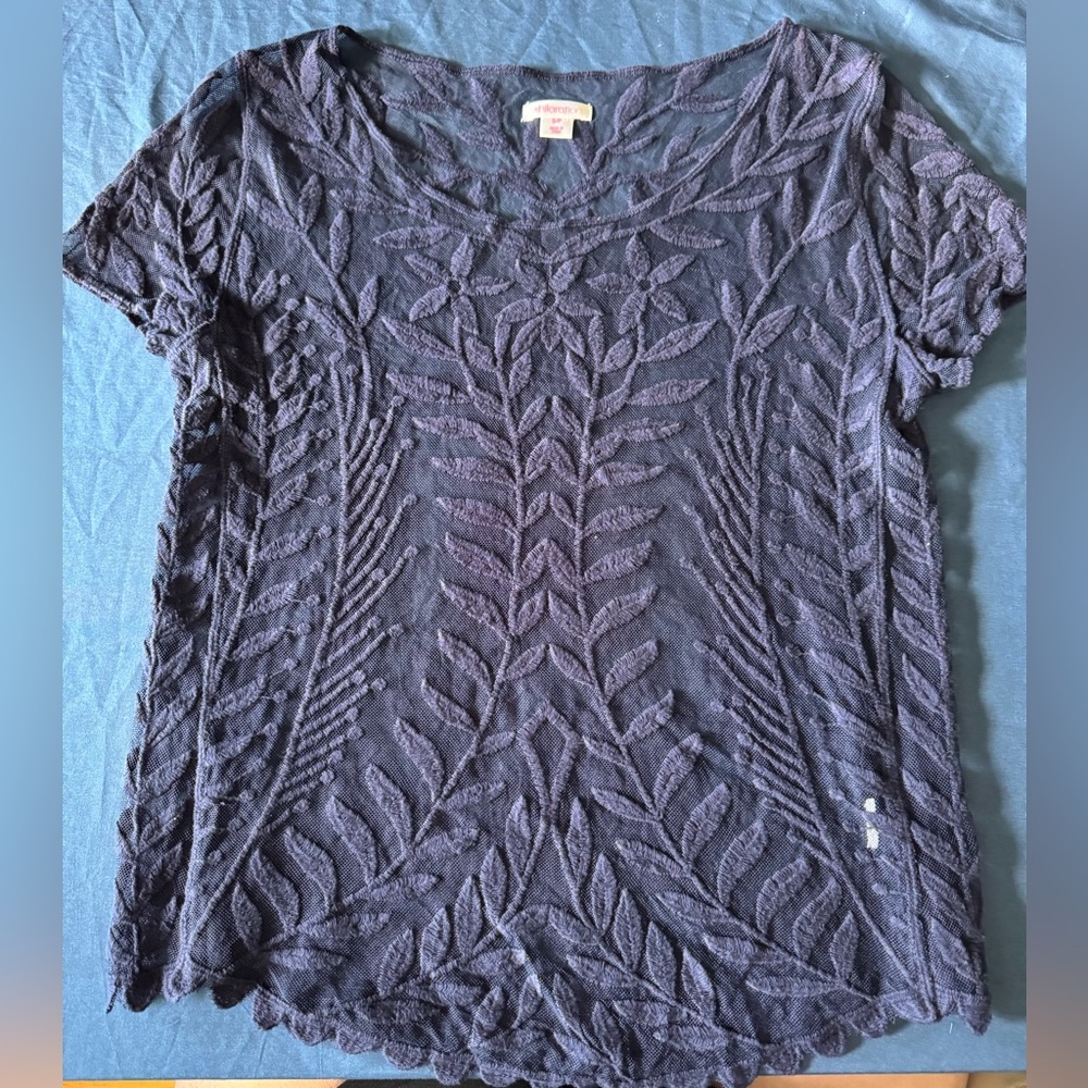 🌙 Xhilaration Blue Boxy See Through Short Sleeve Blouse